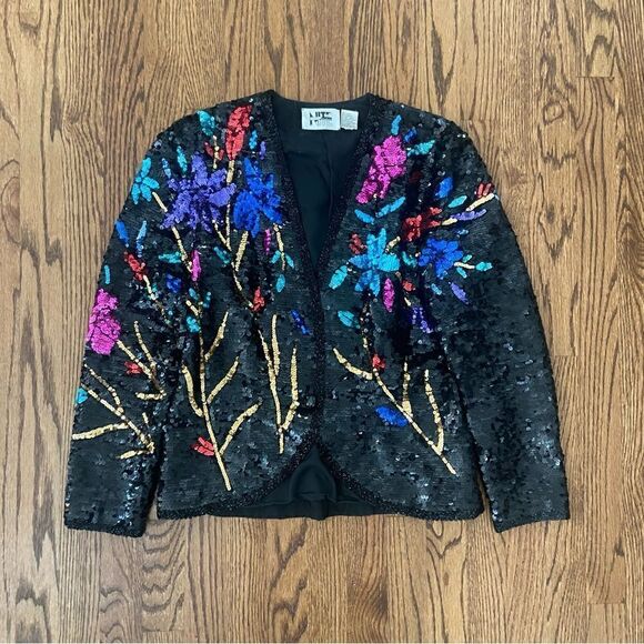 Vintage 1990’s all over sequin trophy jacket fitted waist size S - Picture 5 of 6